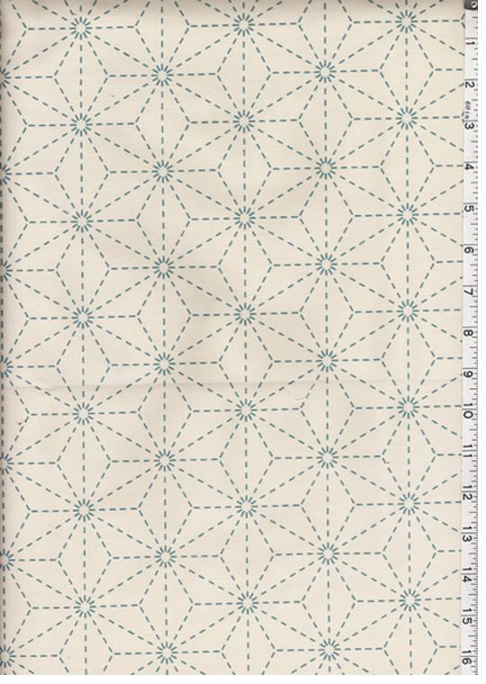 Sashiko Fabric - Pre-printed Sashiko Fabric - Asanoha - Natural - SP01 - Last 21 Inches