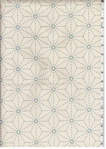 Sashiko Pre-printed Panel - HM-21 - Hexagon Crests & Traditional Motifs -  Dark Navy