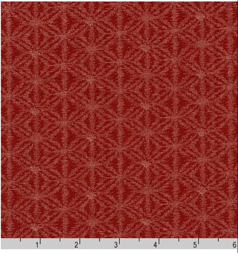 *Japanese - Sevenberry Kasuri Collection - Asanoha-like Motif - SB-88229D3-2 - Dark Brick Red