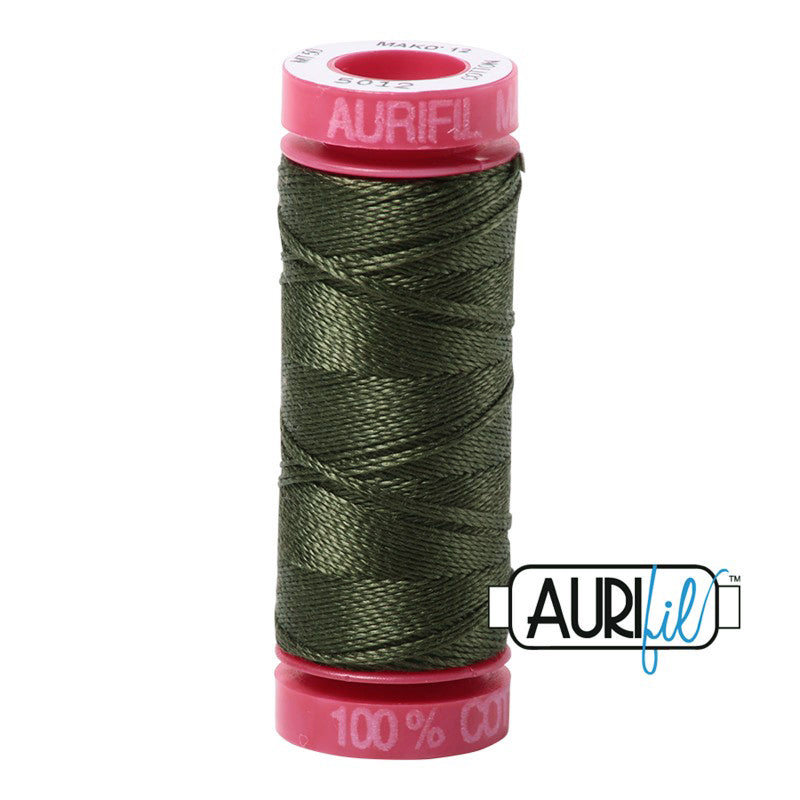 Aurifil 12wt Cotton Thread - 54 yards - 5012 Dark Army Green