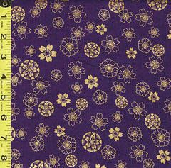 Japanese - Naka Floating Cherry Blossoms & Floral Medallions - B-1000-20C - Purple - Last 1 3/4 Yards