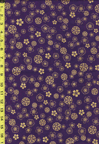 Japanese - Naka Floating Cherry Blossoms & Floral Medallions - B-1000-20C - Purple - Last 1 3/4 Yards