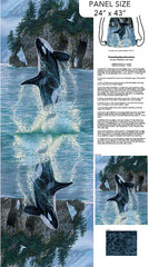 *Fabric Art - Northcott NATURESCAPES VOYAGE (Orcas) - BACKPACK PANEL (Lightweight Canvas) - C29124-48 - Blue-Multi