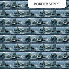 *Fabric Art - Northcott NATURESCAPES VOYAGE (Orcas) - Border Stripe (6 inch) - DP29116-48 - By the Half Yard
