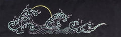 Sashiko - Pre-printed Panel - Sashiko Scenes Border - Wave Border - Bottom