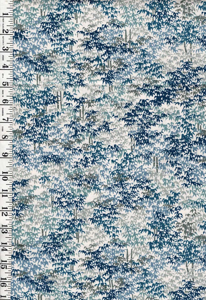 Asian - Compact Tiny Bamboo - Teal & Gray - 3696 - Last 1 yard