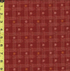 *Japanese - Sevenberry Kasuri Collection - Dots & Woven Bars - SB-88222D5-2 - Dark Brick Red