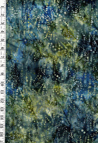 *Batik - Water Bubbles - Blue & Green - Last 1 1/8 yards