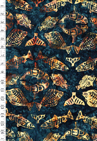 Batik - Pacific NW Fish & Orca - Indigo - Last 1 yard