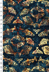 Batik - Pacific NW Fish & Orca - Indigo - Last 1 yard