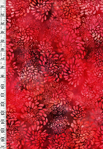 *Batik - Bali Stylized Mums - Raspberry - Last 1 yard
