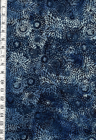 Batik - Compact Floral Mums - Navy - Indigo - By the Half Yard