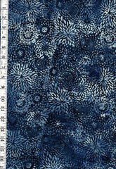 Batik - Compact Floral Mums - Navy - Indigo - By the Half Yard