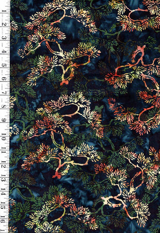 Batik - Pine Tree Branches - Midnight - Last 2 yards