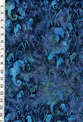 *Batik - Seahorses & Swirly Grasses - Blue Multi-Color - Last 1 yard