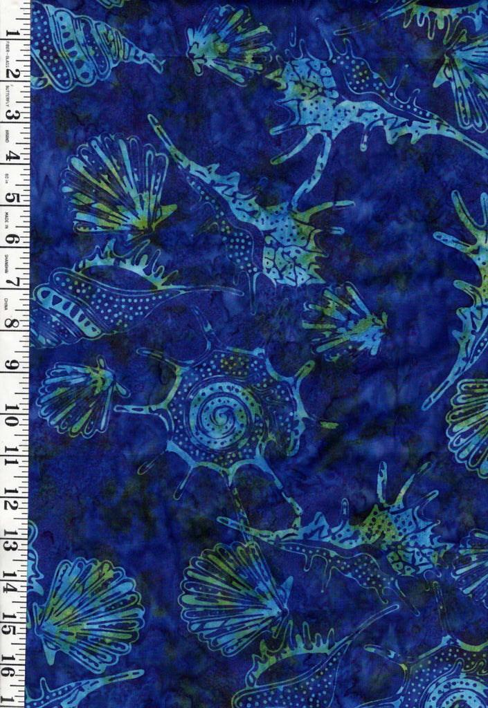 *Batik - Sea Shell Mix - Blue Multi-Color - Last 1 yard