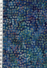 *Batik - Swirling Squares - Blue Multi-Color - By the Half Yard
