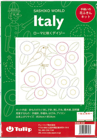 Sashiko World - Italy - Sampler Kit with Needle & Thread - Daisies Blooming in Rome