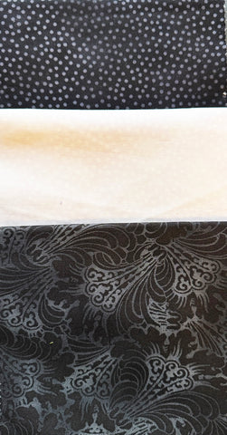 Asian - Kona Bay - Tonal Bundle - 3 pieces - 1/3 yard each - BLACK, WHITE & GRAY # 102 - 1 Only