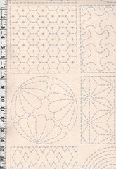 Sashiko Pre-printed Panel - Crests & Japanese Motif Blocks - Z-106-C - Ecru
