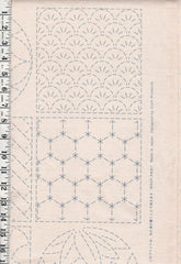 Sashiko Pre-printed Panel - Crests & Japanese Motif Blocks - Z-106-C - Ecru
