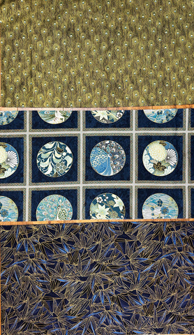Kona Bay - Bamboo, Peacock Plume & Circle Square Bundle - 3 pieces - 1/3 yard each (12