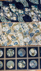 Kona Bay - Peonies, Mums, Floral Fans & Circle Squares - 3 pieces - 1/3 yard each (12" x 44") - Blue
