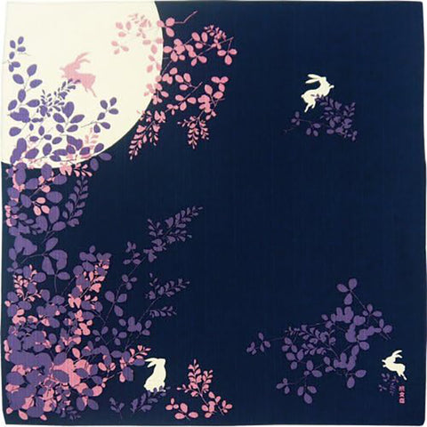 Furoshiki - Japanese Wrapping Cloth - Bunnies in Floral Moonlight