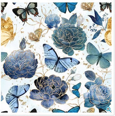 *Asian - Gilded Wings - Butterflies, Peonies & Roses - 5076-02 - White - By the Half Yard