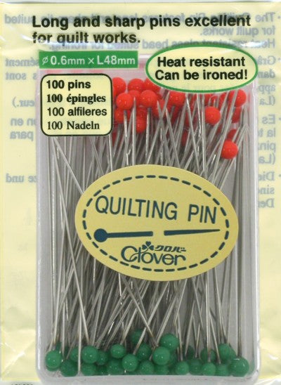 Notions - Clover Quilting Glass Head Pins # 2508 - Long & Sharp - 100/ Box