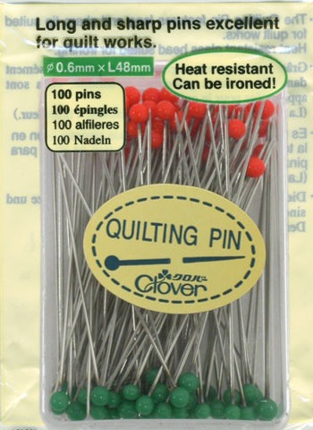 Notions - Clover Quilting Glass Head Pins # 2508 - Long & Sharp - 100/ Box