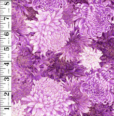 *Asian - SHIZUKA - Compact Chrysanthemums - FLEUR-CM3164 - Purple & Lavender - By the Half Yard (Copy)