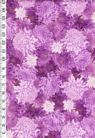 *Asian - SHIZUKA - Compact Chrysanthemums - FLEUR-CM3164 - Purple & Lavender - By the Half Yard (Copy)