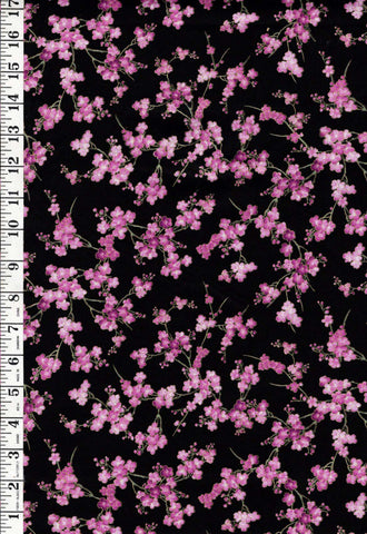 *Asian - SHIZUKA - Small Cherry Blossom (Sakura) Branches - FLEUR-CM3165 - BLACK - By the Half Yard