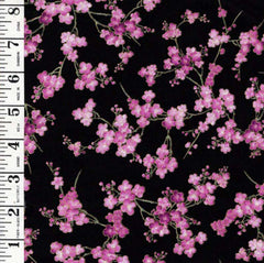 *Asian - SHIZUKA - Small Cherry Blossom (Sakura) Branches - FLEUR-CM3165 - BLACK - By the Half Yard