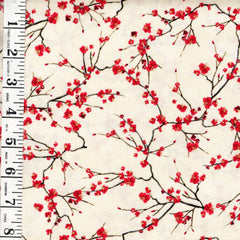 *Asian - LOTUS GARDEN - Cherry Blossom Branches - CM3667 - Cream (very light beige) - By the Half Yard