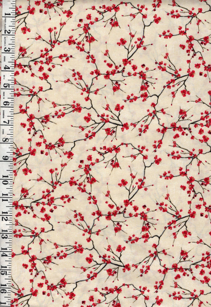 *Asian - LOTUS GARDEN - Cherry Blossom Branches - CM3667 - Cream (very light beige) - By the Half Yard