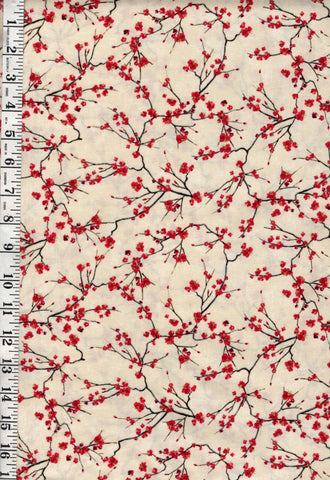 *Asian - LOTUS GARDEN - Cherry Blossom Branches - CM3667 - Cream (very light beige) - By the Half Yard