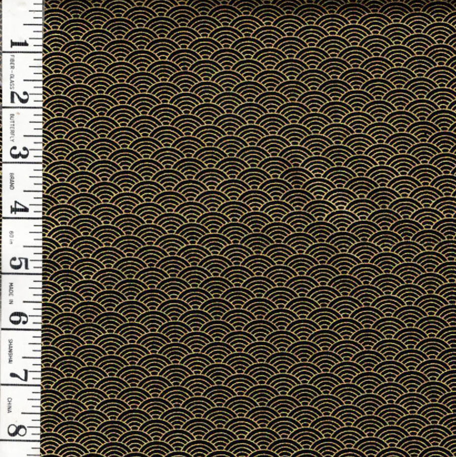 *Asian - LOTUS GARDEN - Small Japanese Seigaiha (Wave) - CM3670 - Black - By the Half Yard