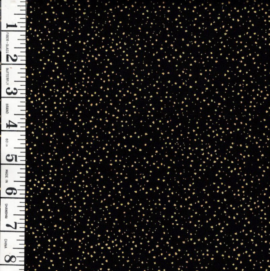 *Asian - LOTUS GARDEN - Miniscule Gold Metallic Confetti - CM3672 - Black - By the Half Yard