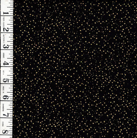 *Asian - LOTUS GARDEN - Miniscule Gold Metallic Confetti - CM3672 - Black - By the Half Yard