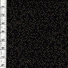 *Asian - LOTUS GARDEN - Miniscule Gold Metallic Confetti - CM3672 - Black - By the Half Yard