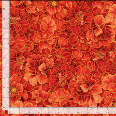 *Asian - IMPERIAL BLOOM - Compact Tonal Peonies - CM4373-RED - By the Half Yard