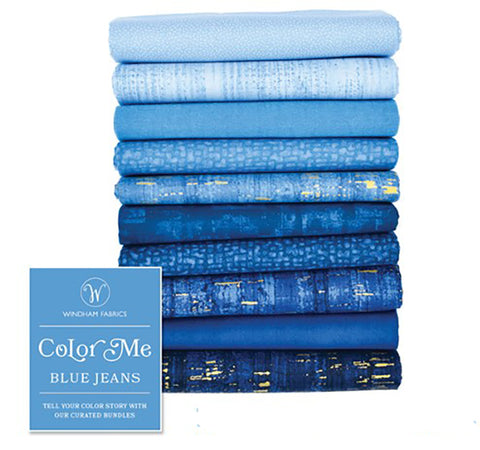 Fat Quarter Color Pack - COLOR ME - BLUE JEANS - 10 Fat Quarter Bundle