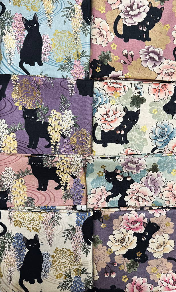 *Fat Quarter Color Pack - MINI NEKO CATS - 8 Japanese Quilt Gate Novelty Cat Prints