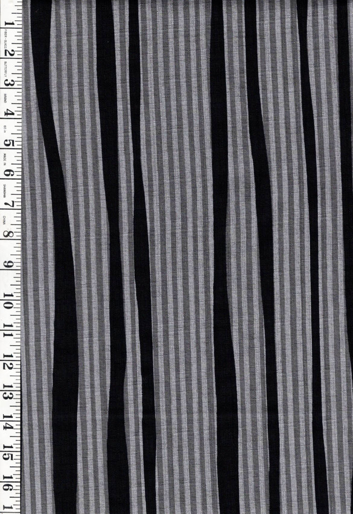 *Japanese - Cosmo Dobby Weave Stripes - AP-52113H - 1C - Black, Light & Dark Gray - By the Half Yard