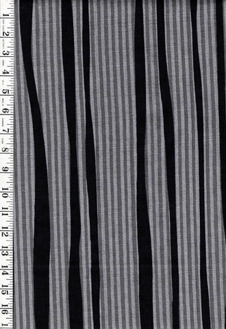 *Japanese - Cosmo Dobby Weave Stripes - AP-52113H - 1C - Black, Light & Dark Gray - By the Half Yard