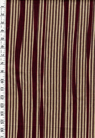 *Japanese - Cosmo Dobby Weave Stripes - AP-52113H - 1B - Maroon, Tan & Brown - By the Half Yard