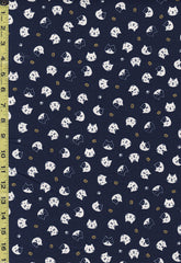 *Japanese - Novelty - Cosmo Small Floating Cat Faces - Dobby Weave - AP41903-1D - Blue