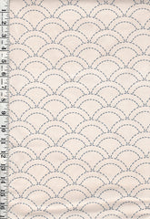 Sashiko Fabric - Pre-printed Sashiko Fabric - Wave Design (Seigaiha) - Natural - 103C